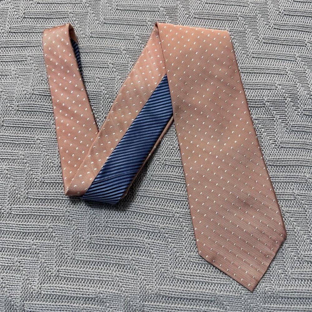Tommy Hilfiger peach polka dot silk tie